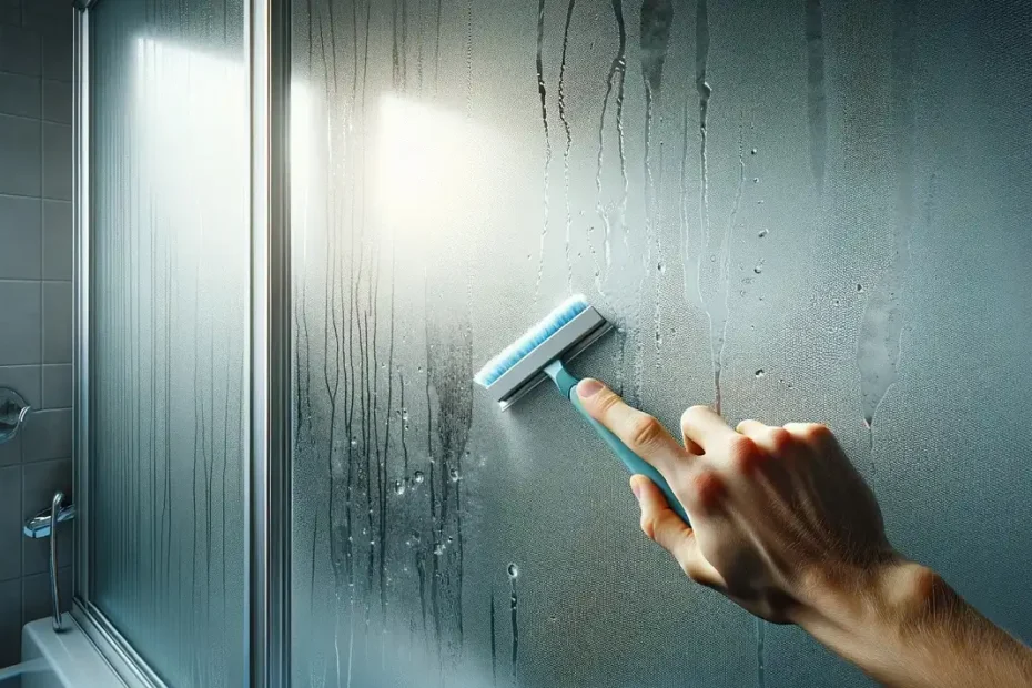 La vitre de la douche est sale et couverte de calcaire. Comment l&rsquo;enlever en 2 minutes, sans stress