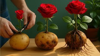 Mettez une rose dans une pomme de terre / La rose fait immédiatement pousser 999 racines en une nuit